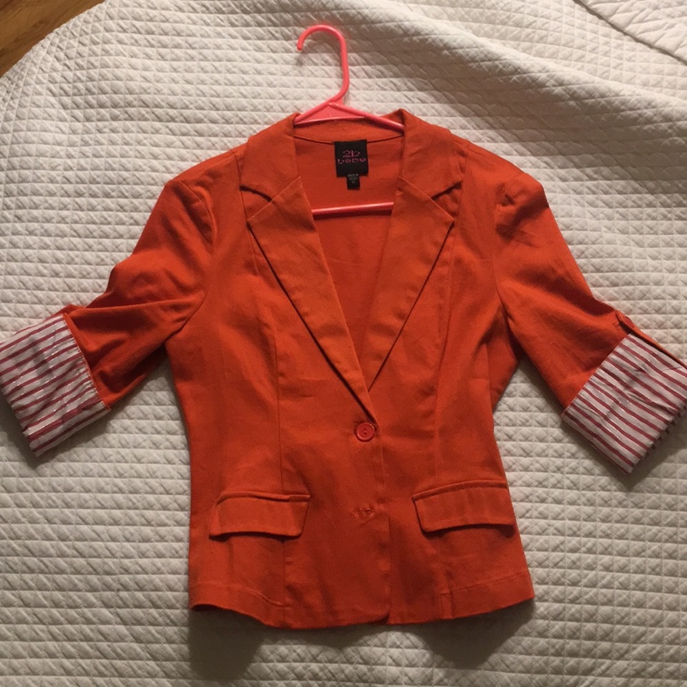 2B Bebe Orange Blazer with rolled sleeves